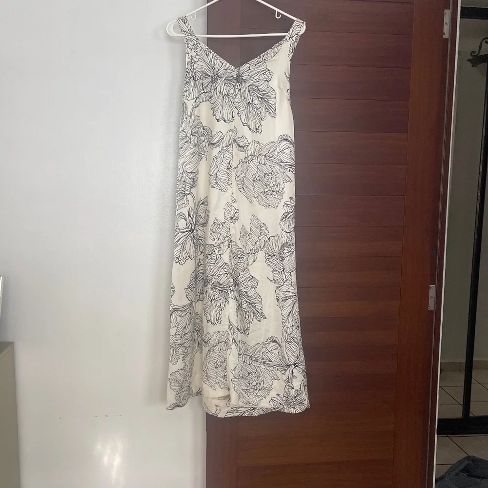 h&m polyester dress Ladies - Light Beige/Polka Dot Halterneck Satin Dress - Size: L